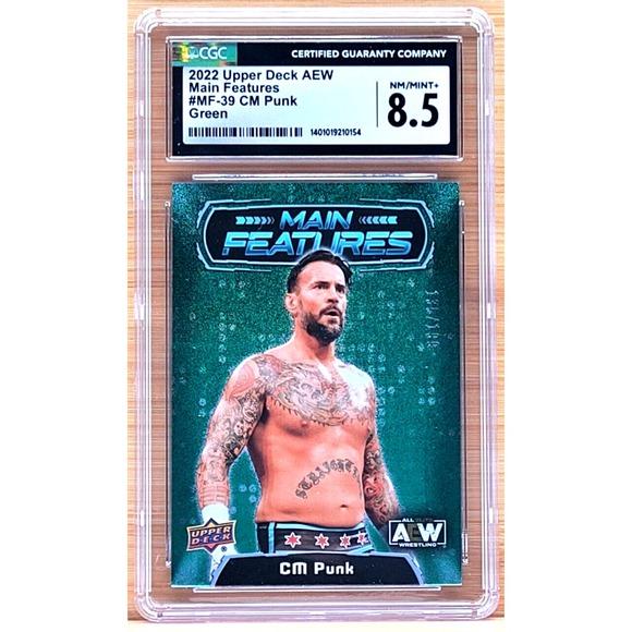 2022 UPPER DECK AEW CM PUNK GREEN MAIN FEATURES #D/199 CGC 8.5 WWE AEW‎